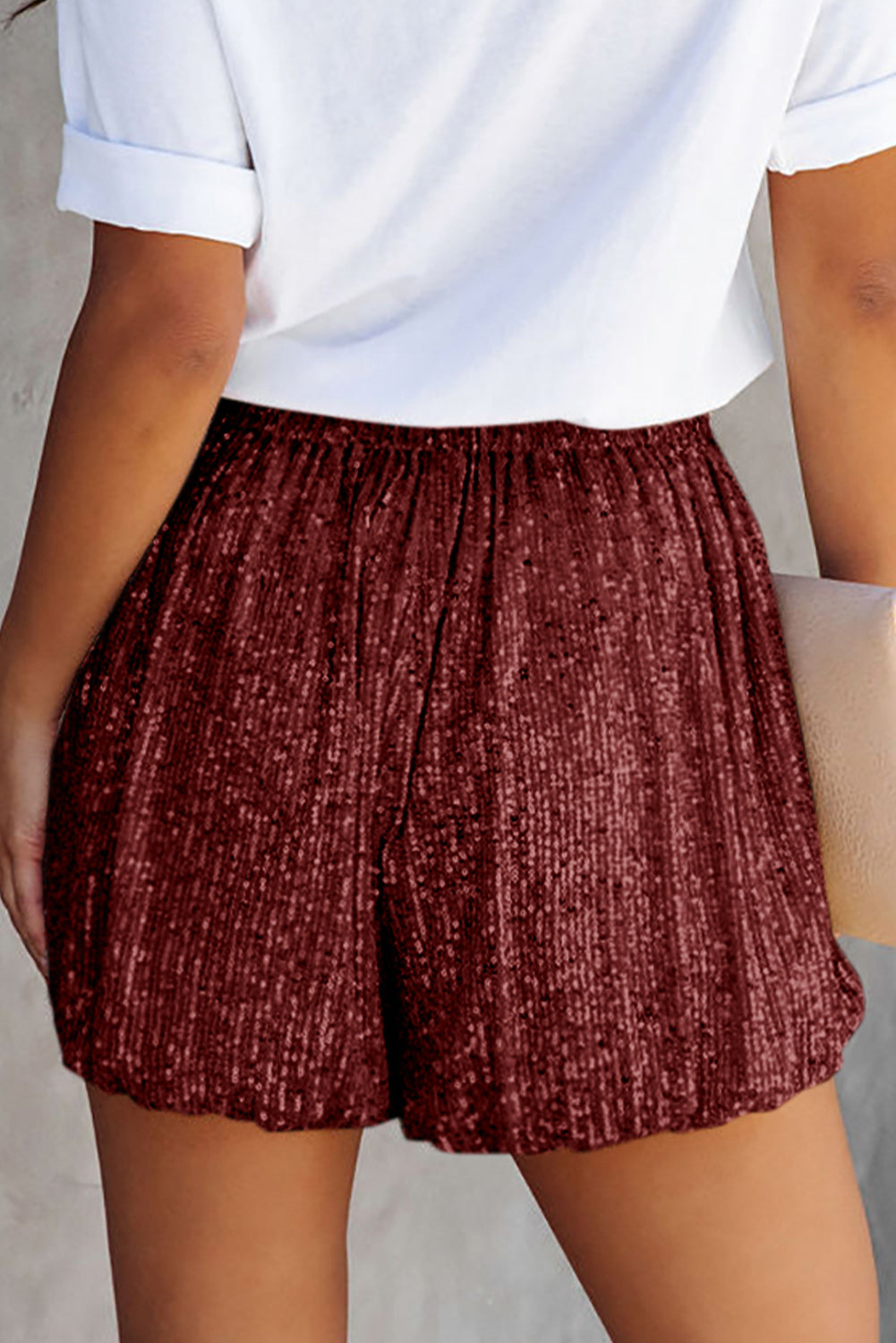 Sequin Elastic Waist Shorts