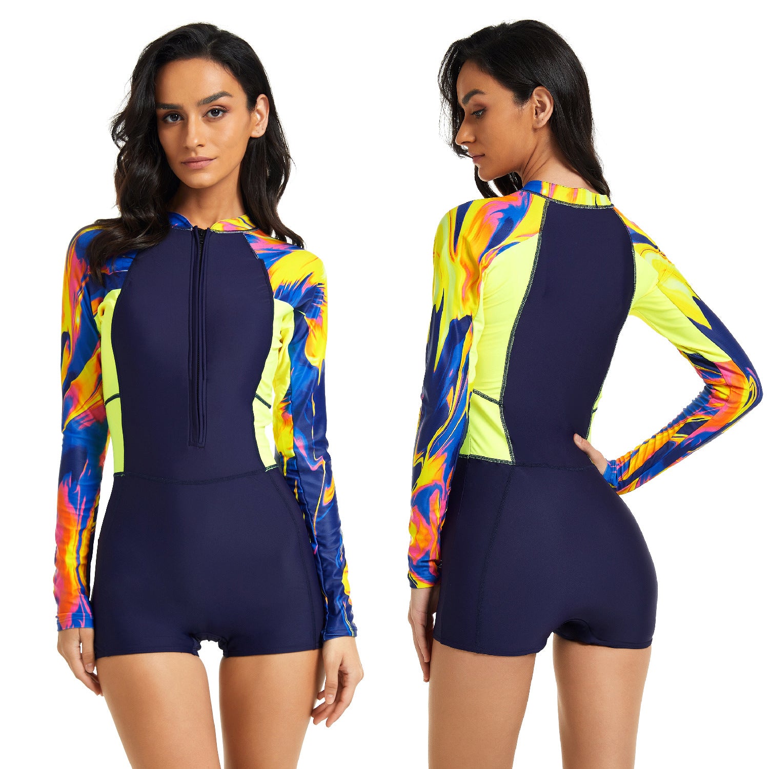 One-Piece Long Sleeve Surfing Suit Sunscreen Women's Swimsuit Boxer Diving Suit Sexy Swimsuit