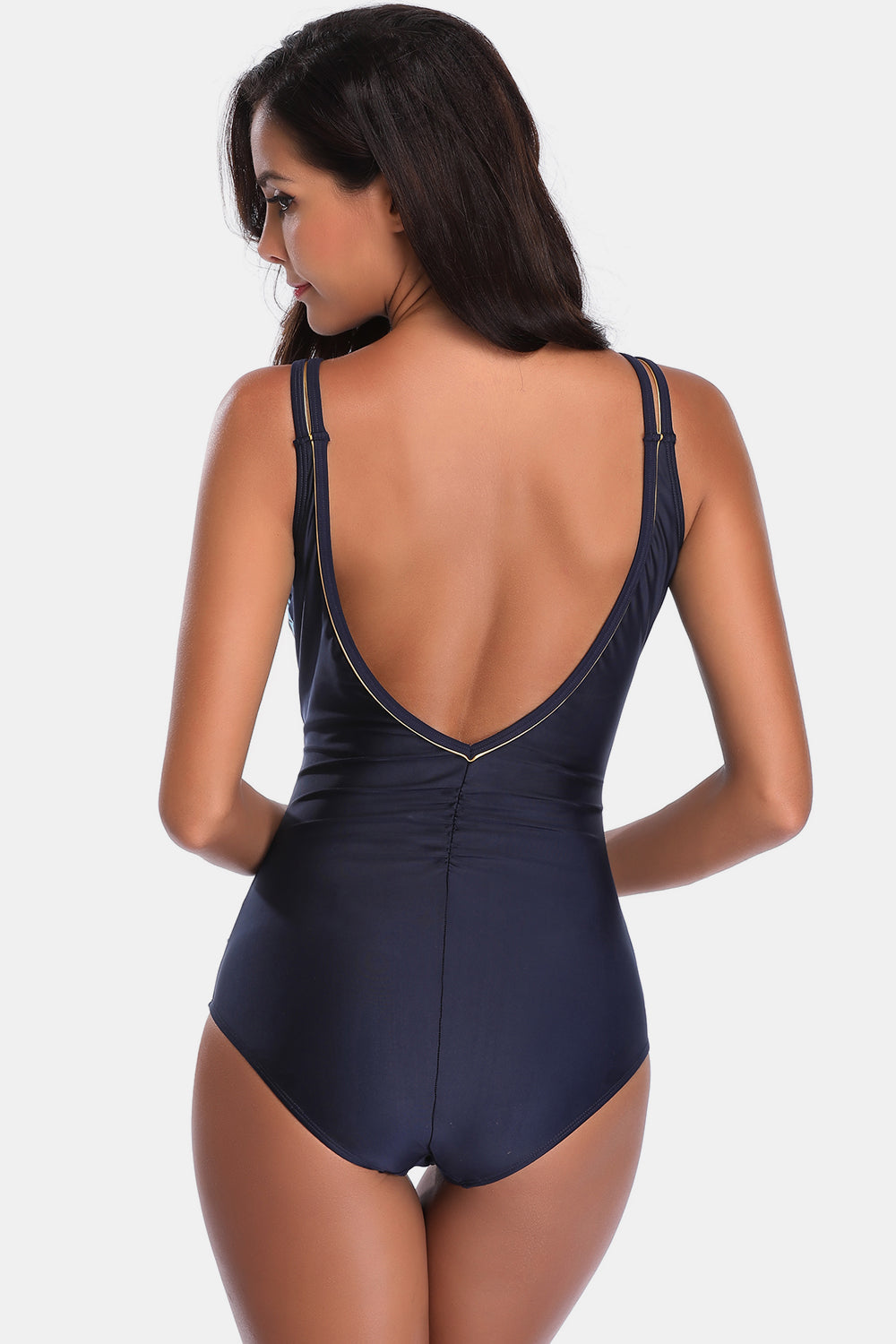 Full Size V-Neck Backless One-Piece Swimwear