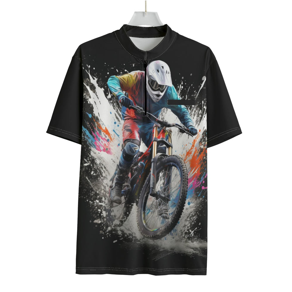 All-over Print Men's Sports Collar T-shirt With Pocket