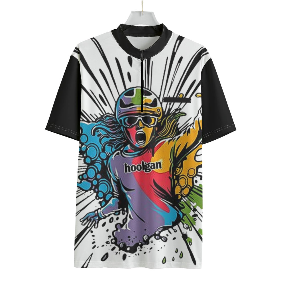 All-over Print Men's Sports Collar T-shirt With Pocket