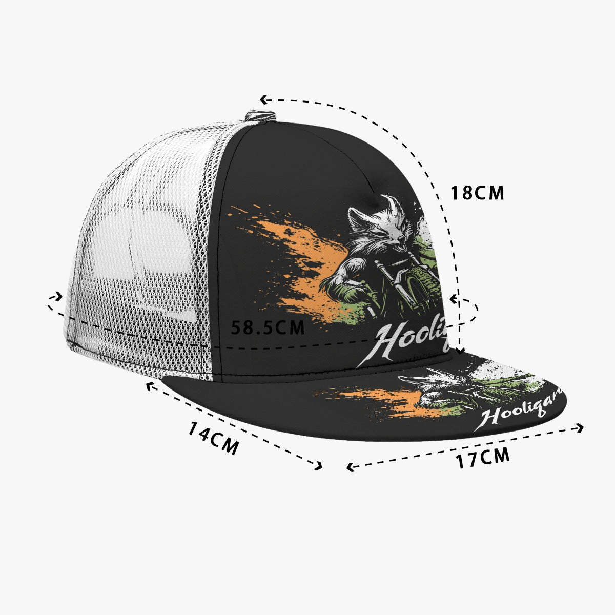 All-Over Print Black Buckle Flat-brimmed Mesh Cap With Box