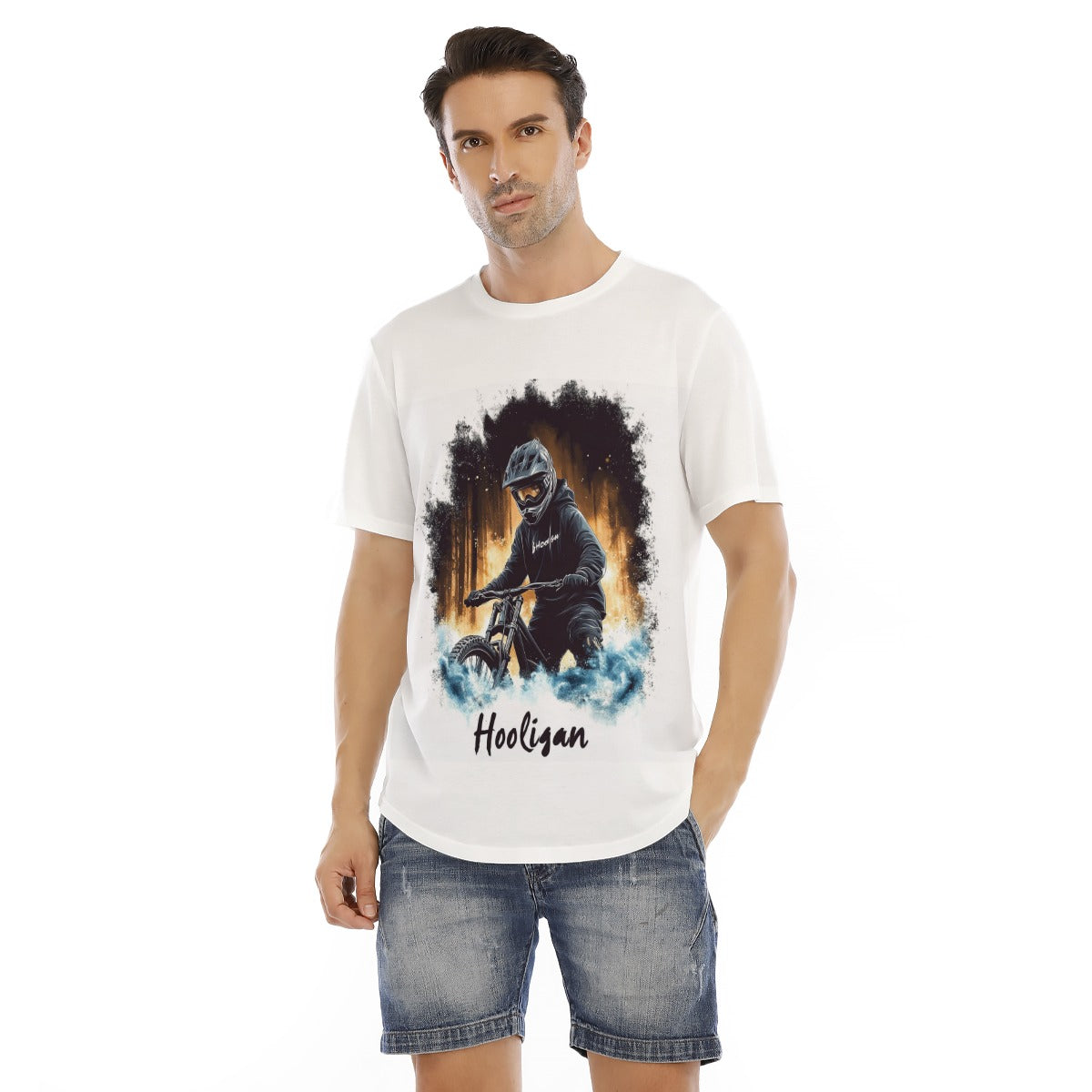 All-Over Print Men's Short Sleeve Rounded Hem T-shirt