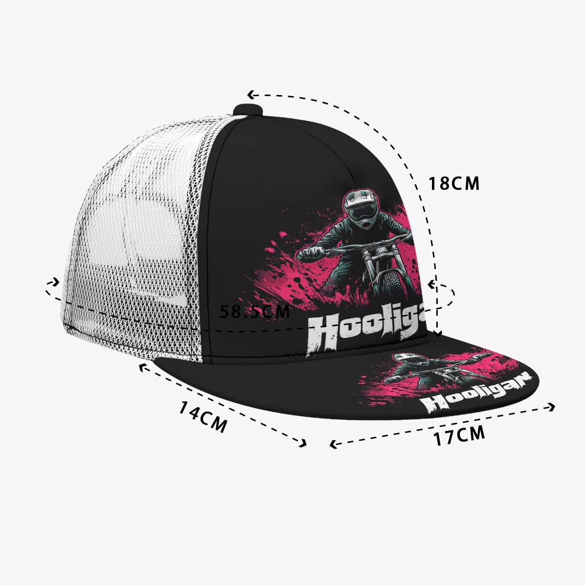 All-Over Print Black Buckle Flat-brimmed Mesh Cap With Box