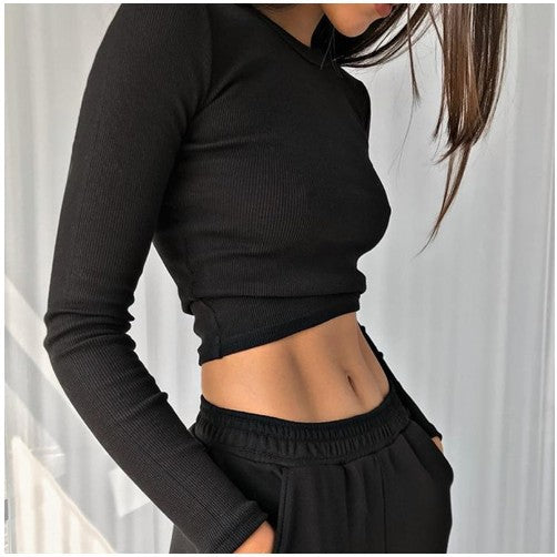 Women's Spring New Fashion Trendy Brand Featured Chest T-Shirt Slim Fit Short Top