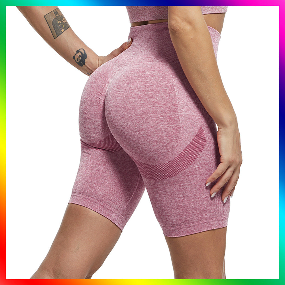 Yoga Pants High Waist Jacquard Sports Pants Women's Quick-Drying Clothes Running Fitness Five-Point Leggings