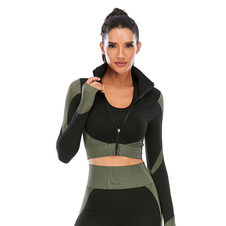 Two Piece Seamless Yoga Clothing Suit Women's Yoga Clothing Knitted Hip Lifting Stretch Running Sports Fitness Clothing