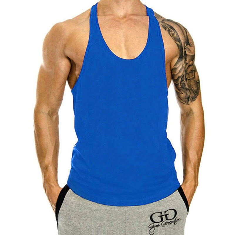 Fitness Tank op Mens Loose Training Racerback Sleeveless Cotton Basketball Sports Tank Top Bodybuilding Trend