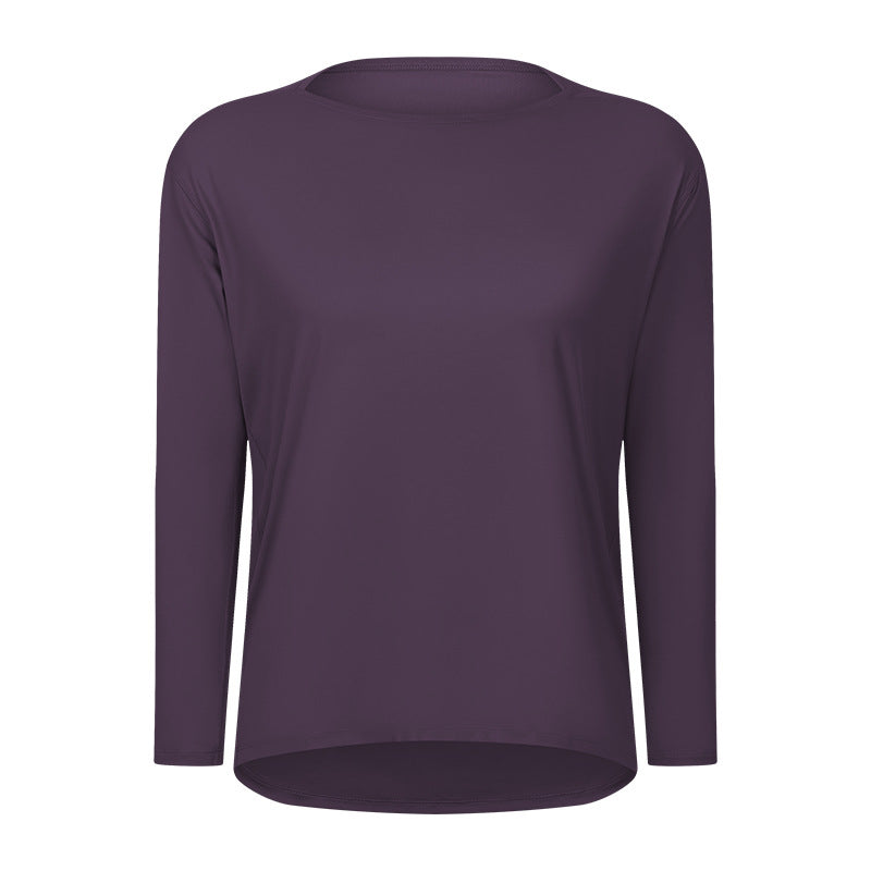 New Double-Sided Nude Loose Long Sleeve Women's Slim Breathable And Simple Training Yoga Clothes