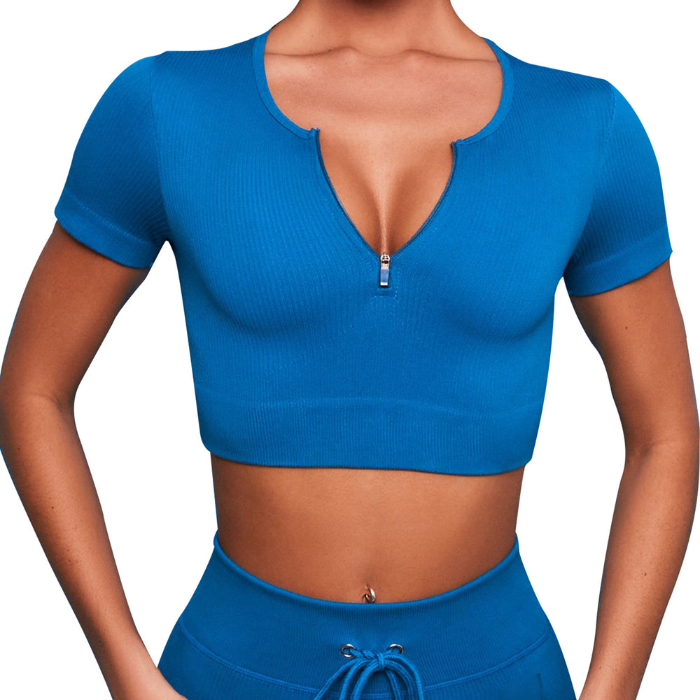 Seamless Yoga Sports Bra Top Quick Drying Clothes Women's Zipper Short Tights
