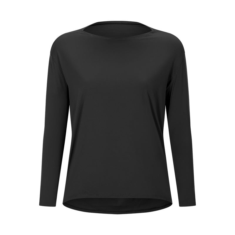 New Double-Sided Nude Loose Long Sleeve Women's Slim Breathable And Simple Training Yoga Clothes