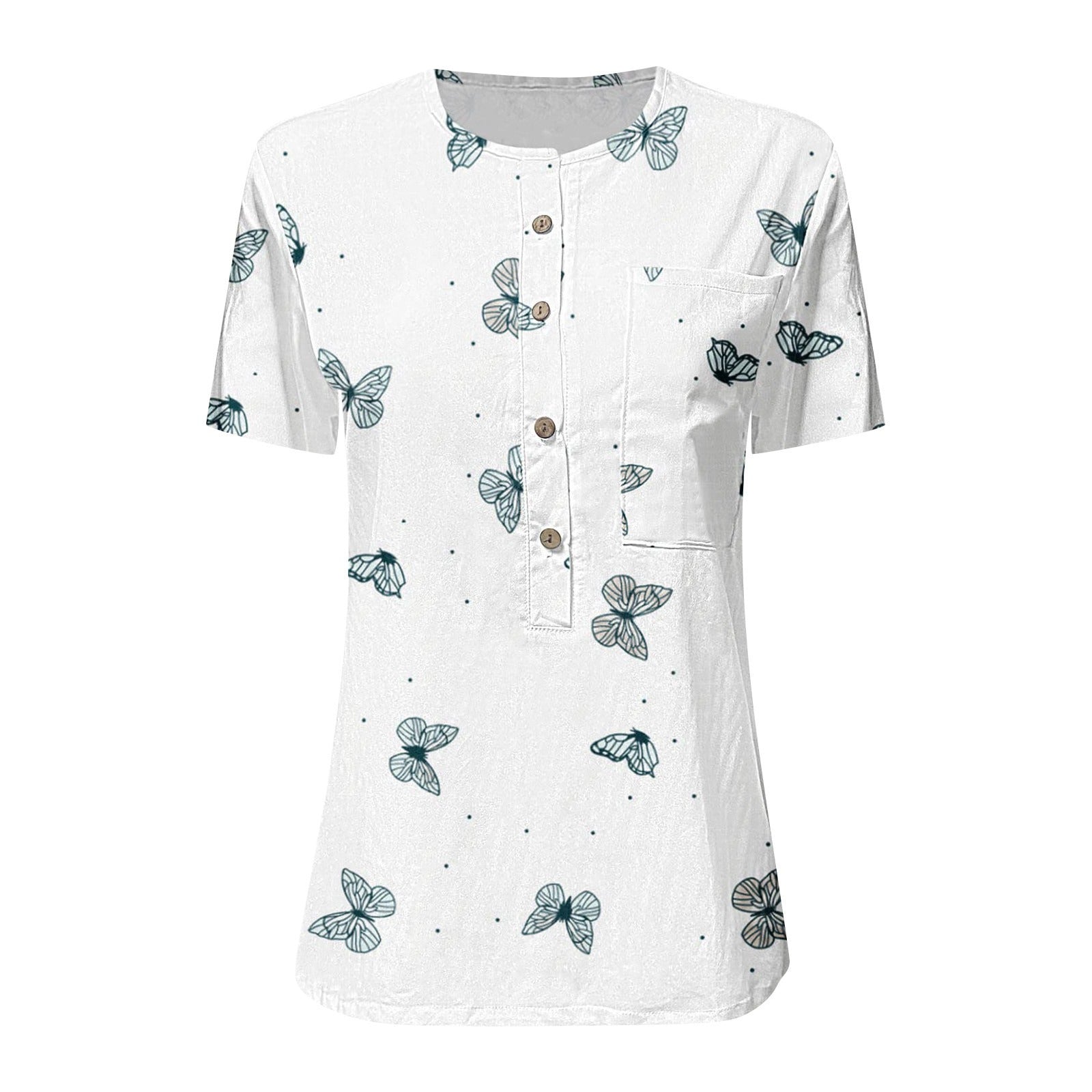 New Printed Loose Shirt Casual Leaf Women's Shirt Irregular Printed T-Shirt