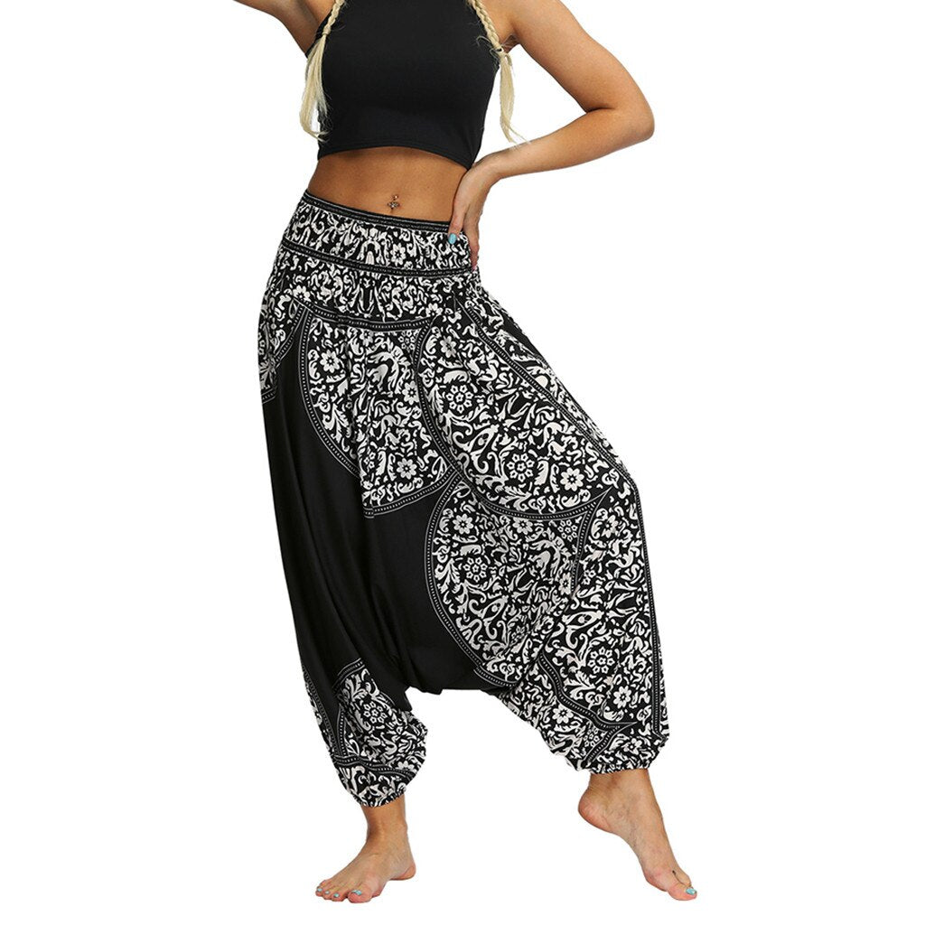 Women'S Pants Casual Loose Yoga Trousers Baggy Vintage Boho Aladdin Joggers Wide Pants Modis Streetwear Spodnie Damskie#ss