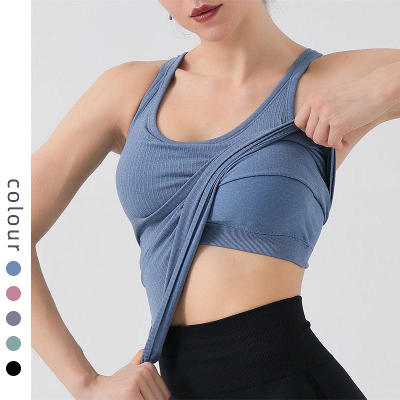 Lulu Same Yoga Top Vest With Chest Pad Beautiful Back Tight Fitting Long Fitness Sports Underwear