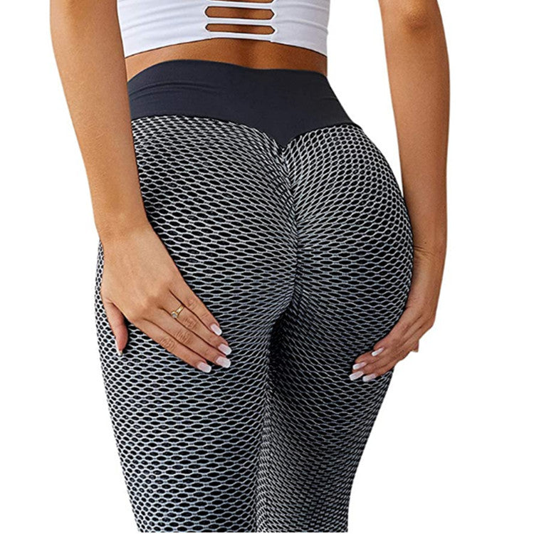 Yoga Pants Female Honeycomb Bodybuilding Yoga Pants High Waist Elastic Hip Sports Tights Hip Lifting Fitness Pants