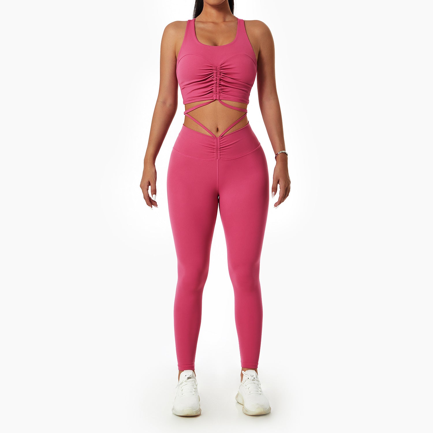 European and American Yoga Suit Women's Fashion Gym Drawstring Collar Sports Fitness