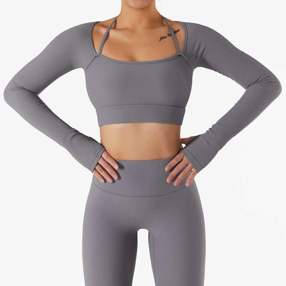 New Sports Top Women's Fast drying Bodysuit with Chest Cushion Slim Fit Long Sleeve Yoga Clothes