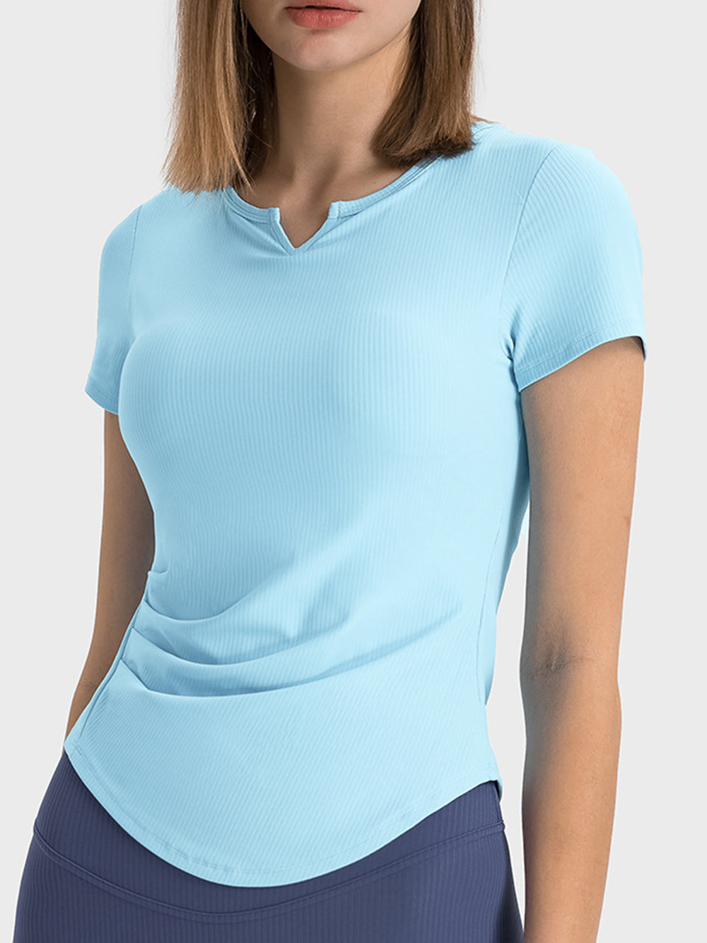 Notched Short Sleeve Active T-Shirt