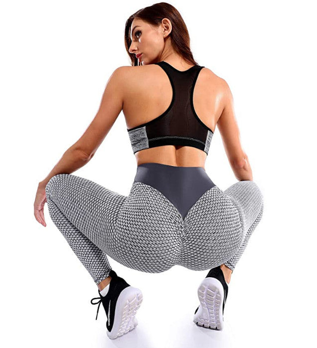 Yoga Pants Female Honeycomb Bodybuilding Yoga Pants High Waist Elastic Hip Sports Tights Hip Lifting Fitness Pants
