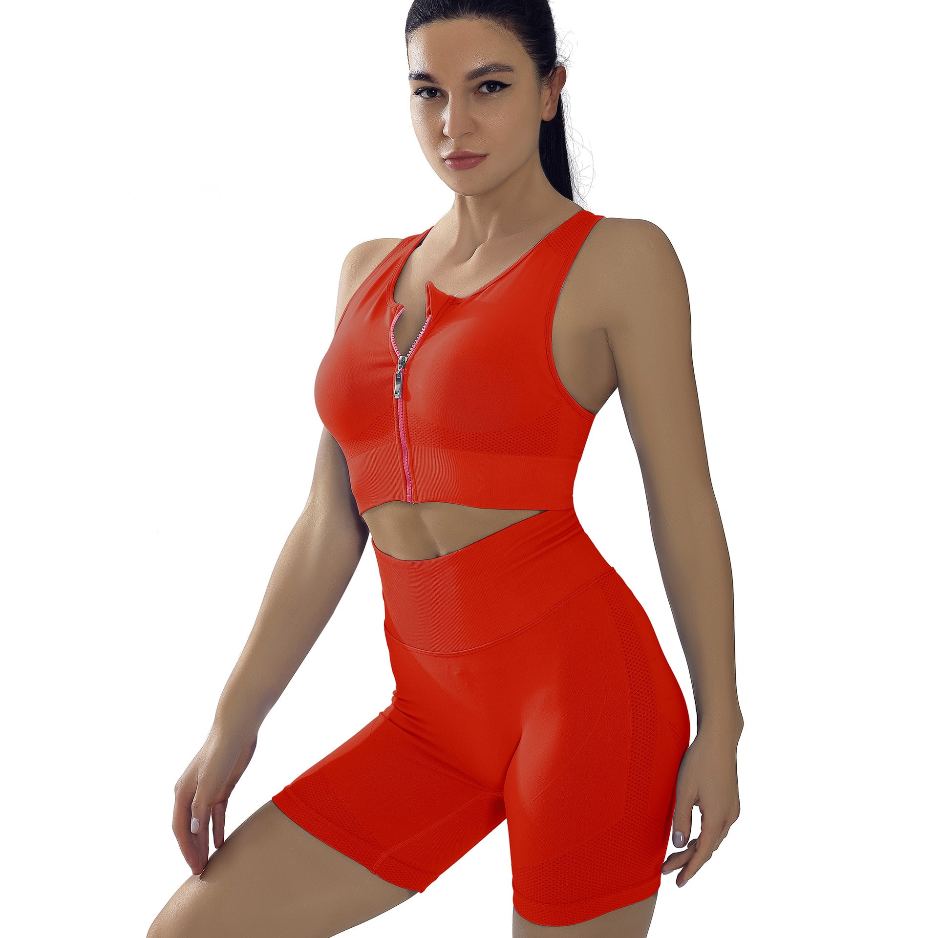 Women's High Strength Shockproof Beauty Back Yoga Bra Running Fitness Vest Sports Short Sleeve Two Piece Yoga Suit