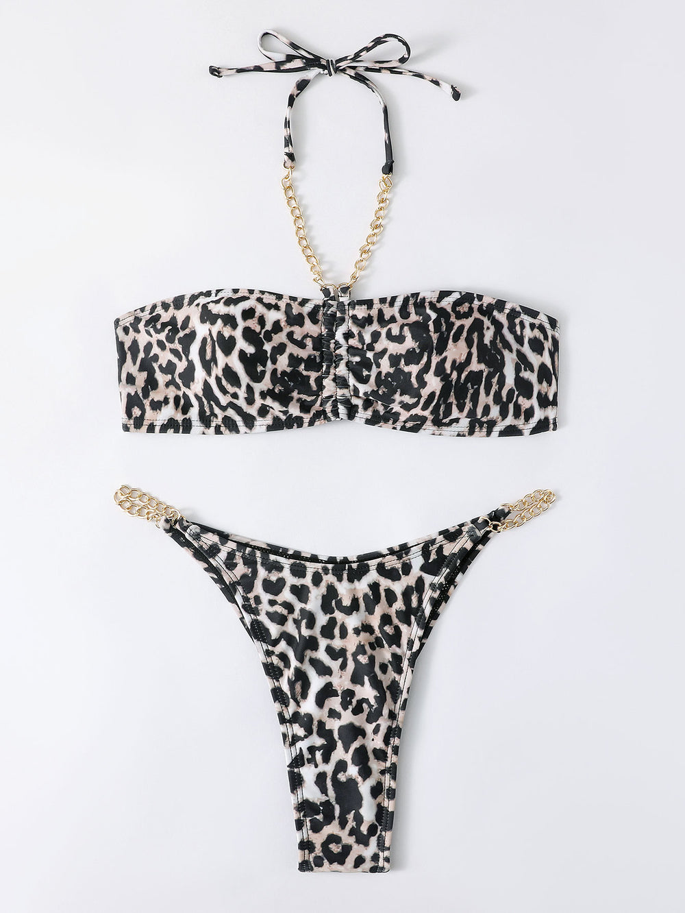 New Leopard Chain Bikini Sexy Swimsuit Ladies Strap Swimwear Bikini