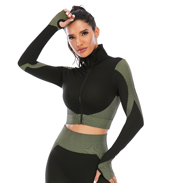 Two Piece Seamless Yoga Clothing Suit Women's Yoga Clothing Knitted Hip Lifting Stretch Running Sports Fitness Clothing