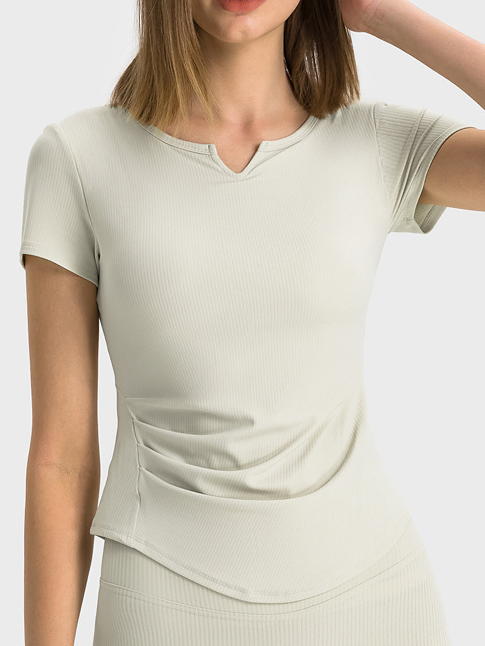 Notched Short Sleeve Active T-Shirt