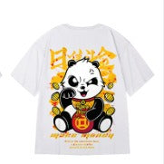 Panda Fatty Short sleeved T-shirt for Men's Loose Fashion Couple Set with Half Sleeves