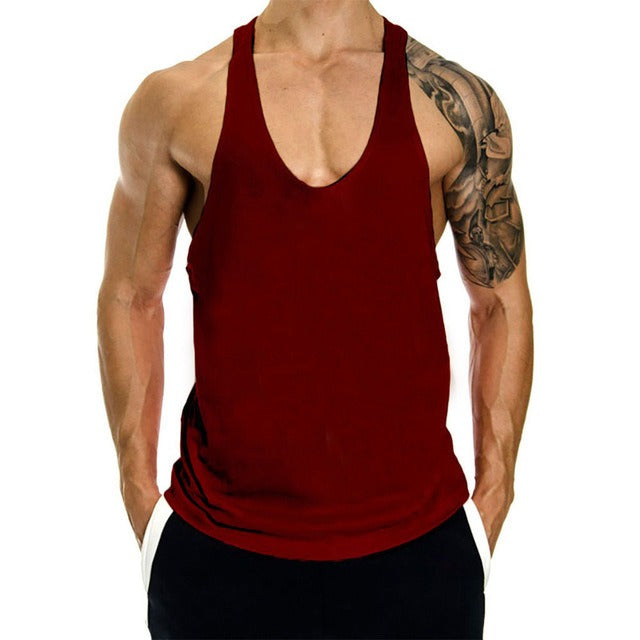 Fitness Tank op Mens Loose Training Racerback Sleeveless Cotton Basketball Sports Tank Top Bodybuilding Trend