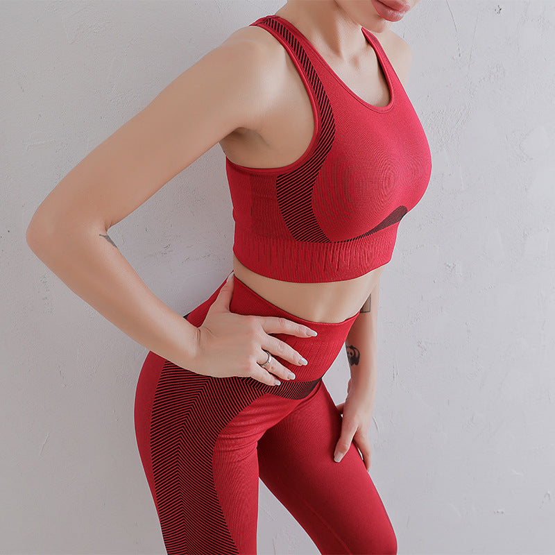 Two-Piece Seamless Sleeveless Yoga Wear Suit Women's Yoga Pants Sports Bra