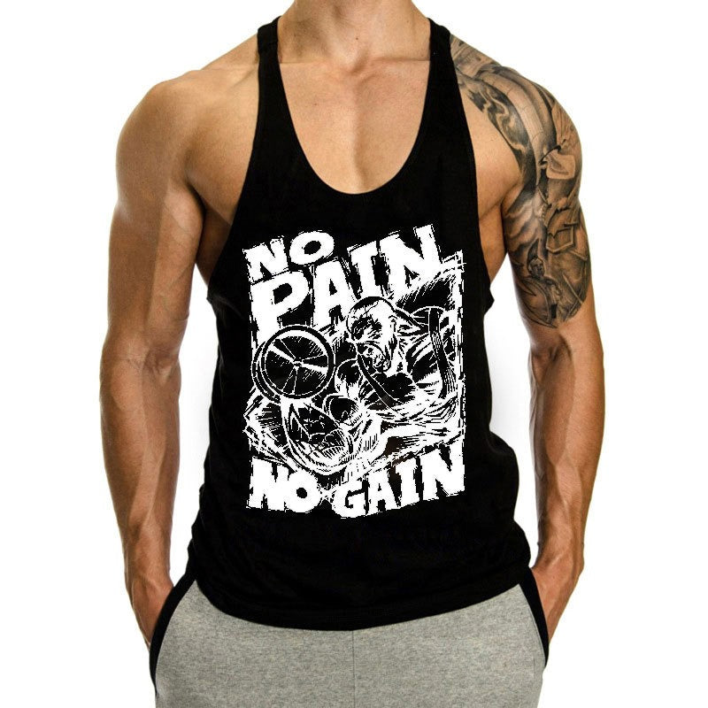 Fitness Tank op Mens Loose Training Racerback Sleeveless Cotton Basketball Sports Tank Top Bodybuilding Trend