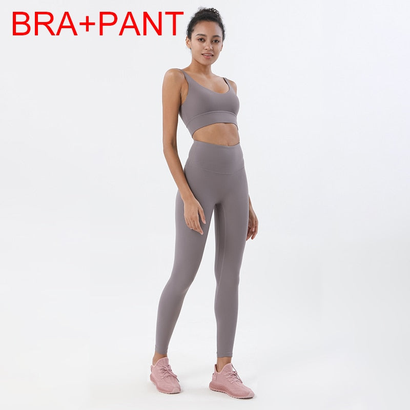 SOISOU New 2 Piece/set Tracksuits Women's Yoga Set Sports Suit Women Lounge Wear Crop Tops Sexy Women Leggings 6 colors