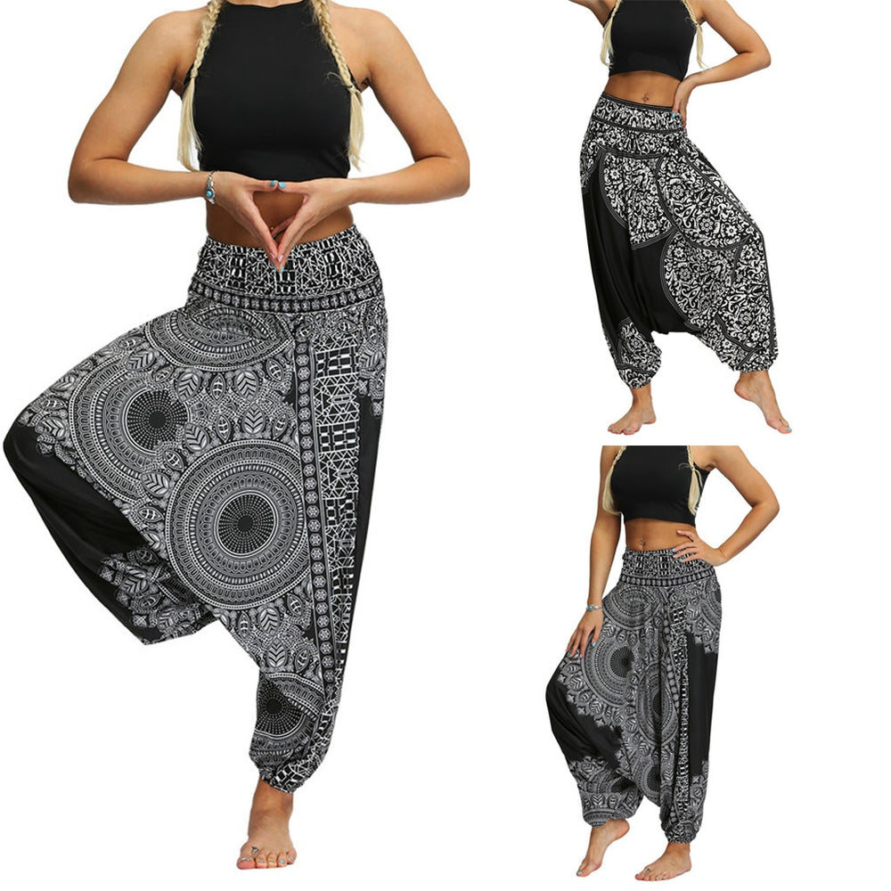 Women'S Pants Casual Loose Yoga Trousers Baggy Vintage Boho Aladdin Joggers Wide Pants Modis Streetwear Spodnie Damskie#ss