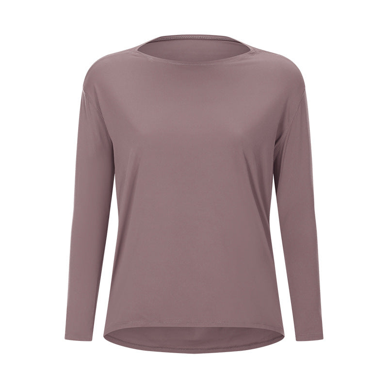 New Double-Sided Nude Loose Long Sleeve Women's Slim Breathable And Simple Training Yoga Clothes
