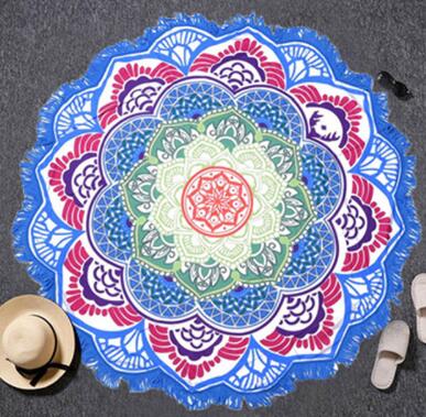 BeddingOutlet Tassel Indian Toalla Mandala Tapestry Beach Towel Sunblock Round Bikini Cover-Up Blanket Lotus Bohemian Yoga Mat