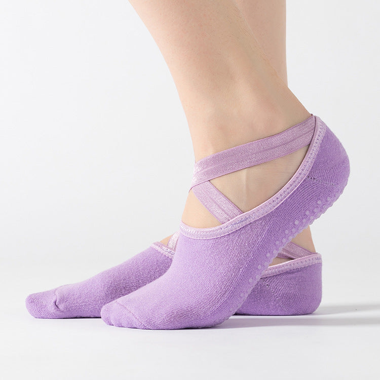 Non-Slip Dispensing Yoga Socks Breathable Cross With Terry Sports Socks Dance Socks