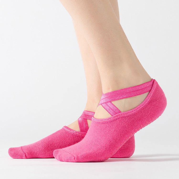 Non-Slip Dispensing Yoga Socks Breathable Cross With Terry Sports Socks Dance Socks