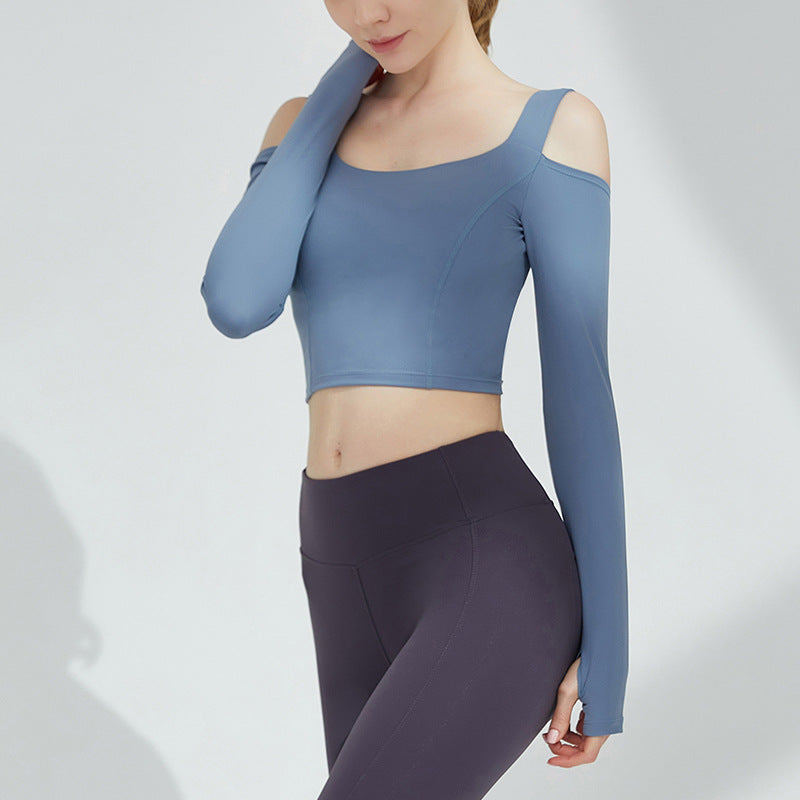 Autumn And Winter New Style Yoga Long Sleeved T-Shirt Women's Cross Back Sports Shirt Fast Dry Running Fitness Clothes