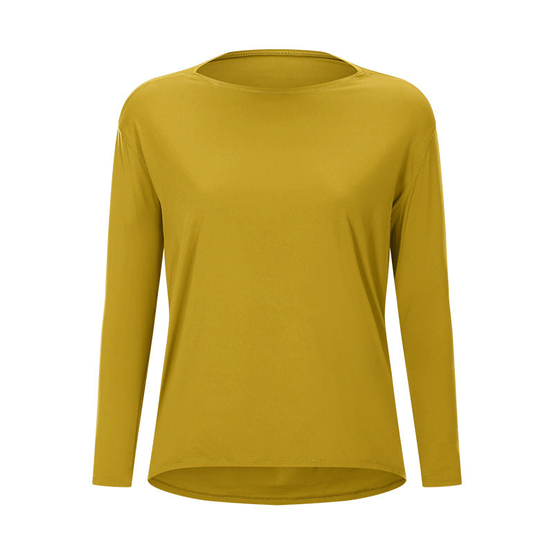 New Double-Sided Nude Loose Long Sleeve Women's Slim Breathable And Simple Training Yoga Clothes