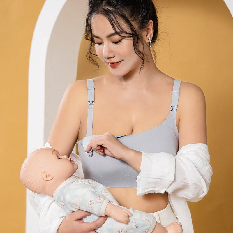 Postpartum breastfeeding bra with no trace, no steel ring, one piece up buckle