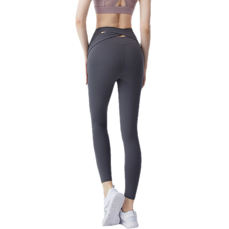 New Peach Hip Cross High Waist Yoga Pants Hip Lifting Elastic Fitness Pants Women's Yoga Dress