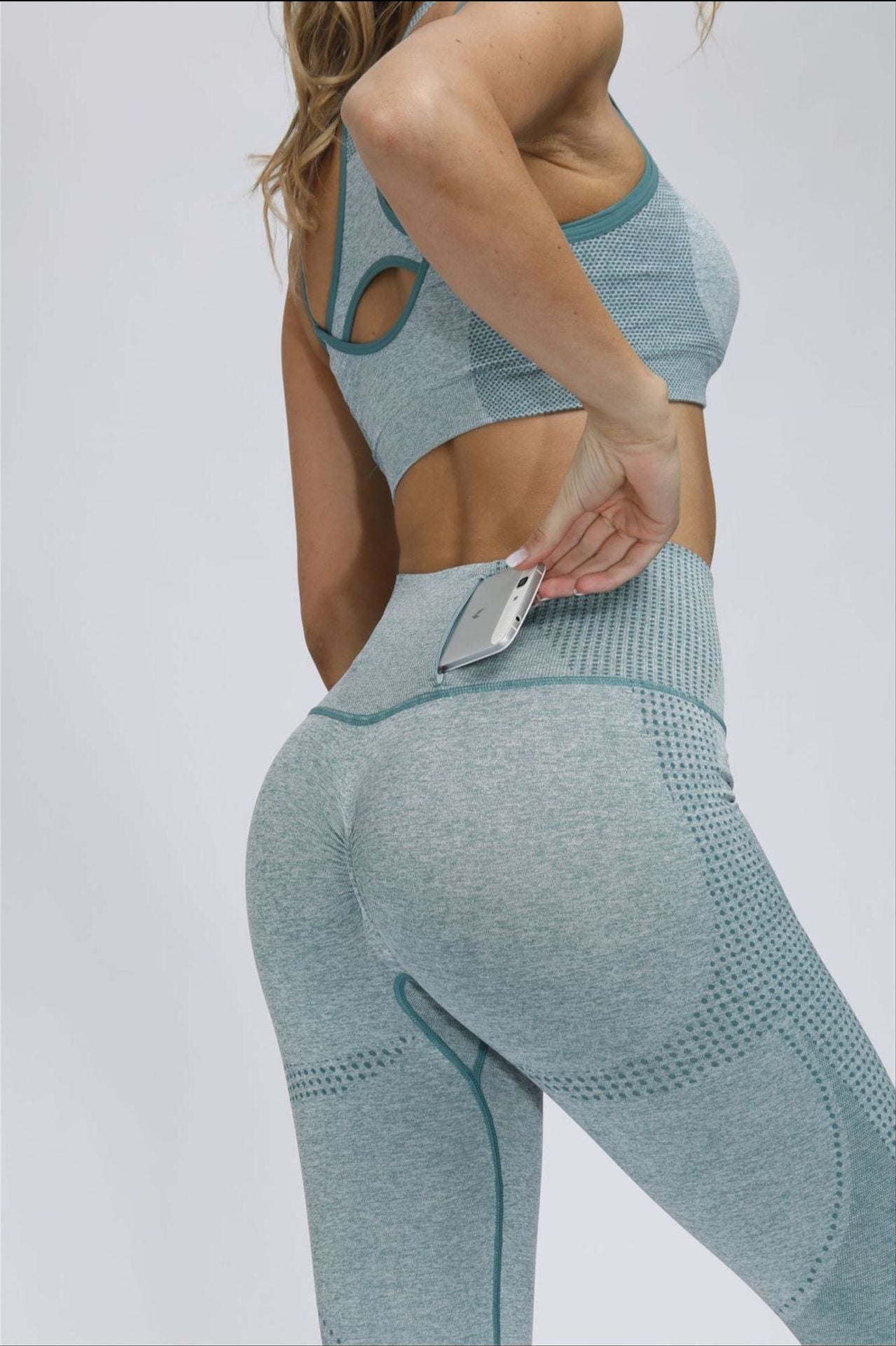 Womens Clothing New V-neck Sportswear Yoga Suit  Two Piece Legging Set  Long Line Sports Bra  Yoga Pants