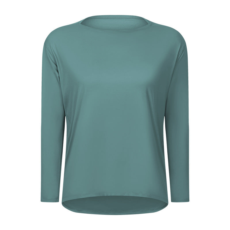 New Double-Sided Nude Loose Long Sleeve Women's Slim Breathable And Simple Training Yoga Clothes