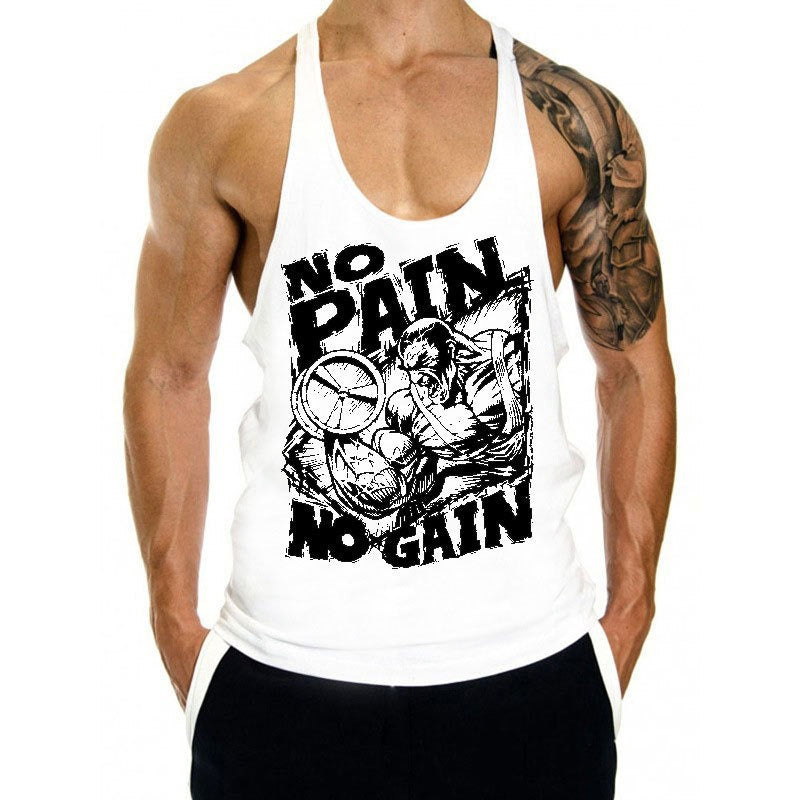 Fitness Tank op Mens Loose Training Racerback Sleeveless Cotton Basketball Sports Tank Top Bodybuilding Trend