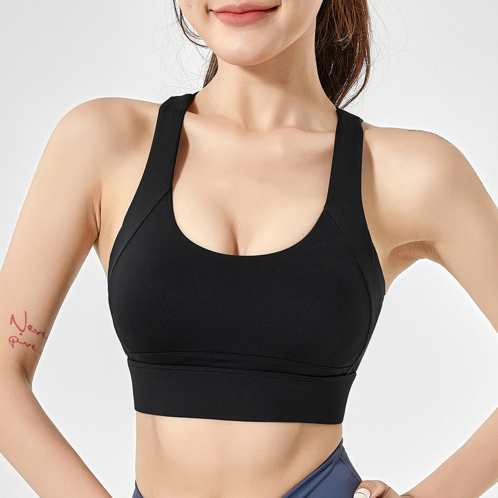 Integrated Fixed Cup Sports Bra, Shockproof Womens High Strength Running Fitness Bra, Wearing A Beautiful Back Yoga Vest