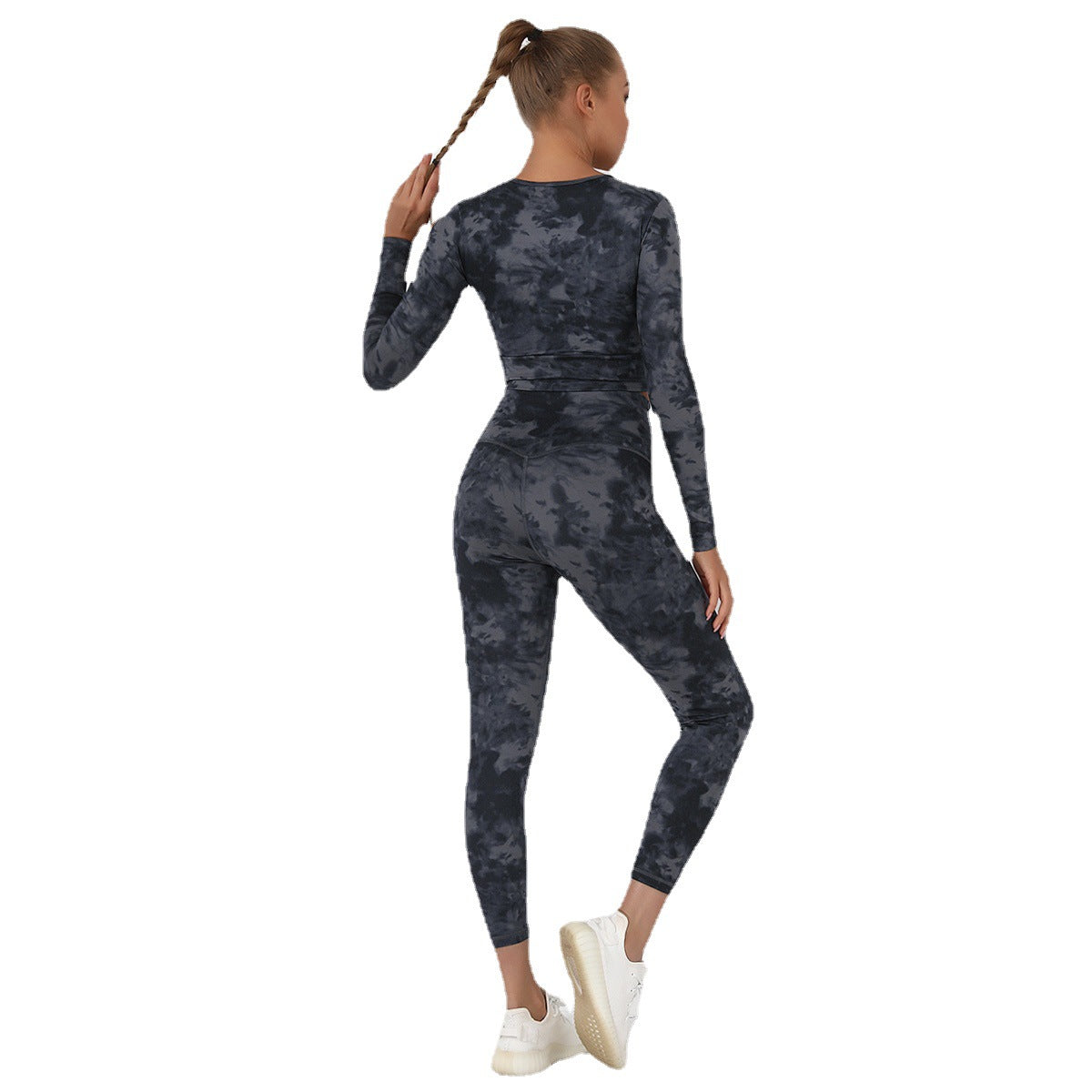 New Tie Dye Yoga Clothes Nude Sanding Sports Long Sleeve Fitness Sports Trousers Yoga Fitness Women's Suit