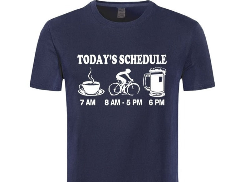 New Mens T Shirts Funny Cycls T-Shirt Mountain Biking Schedule Tee 100% Cotton Brand New T-Shirts