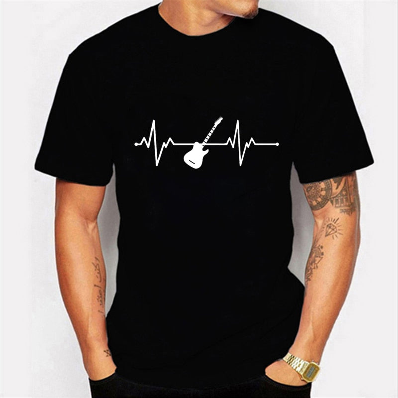 Mountain Bike Heartbeat Biking Print Mens T-shirts Casual Print 2021 Summer Short Sleeves BLACK Tshirt Tees Plus Size Camiseta