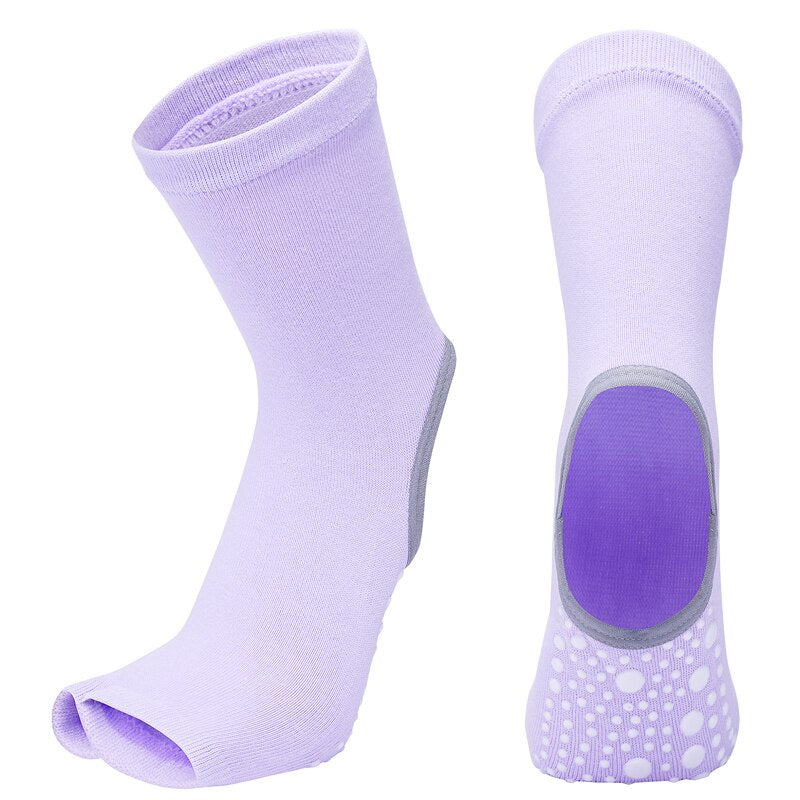 Two Toe Yoga Socks Silicone Non Slip Quick-Dry Pilates Sock Foot Heel Cotton Ventilation Ballet Dance Sock