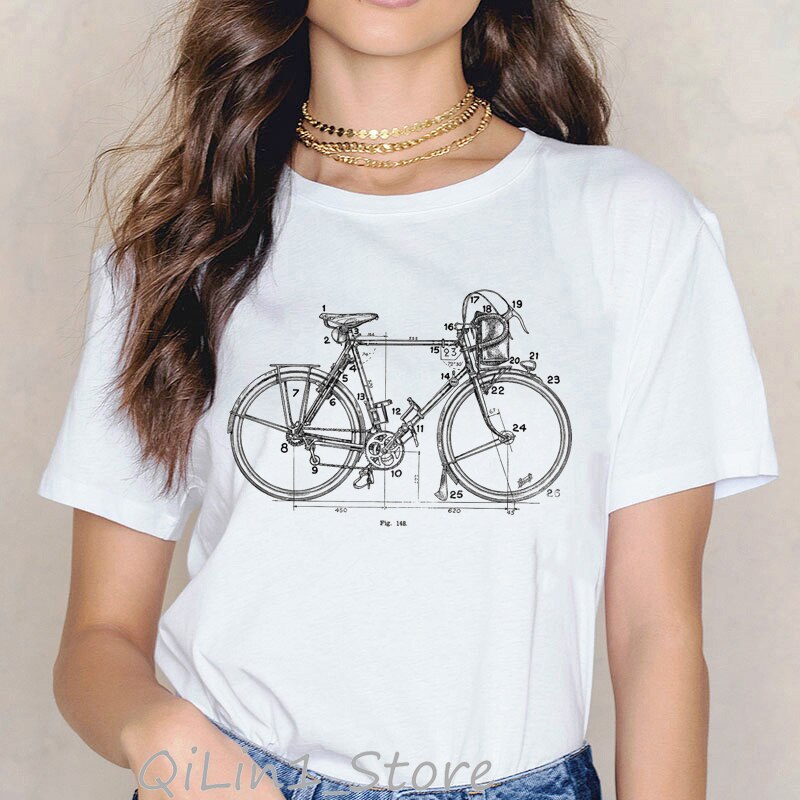 Letters All You Need is love/ A Bike funny t shirts women vintage Anatomy Bicycle Design summer top female t-shirt custom tshirt